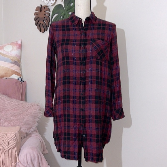 Rails Bianca Flannel Shirtdress in Red Black size XS - Picture 7 of 13